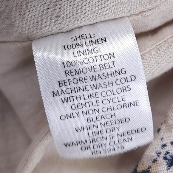 Anthropologie - CYNTHIA ROWLEY Linen Cream Gray Print Dress Sz 4 - Picture 11 of 11